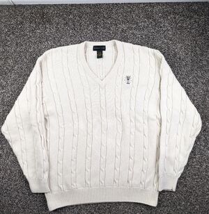Vintage Whitemarsh Valley Country Club Sweater Izod Cable Knit Fisherman Mens XL